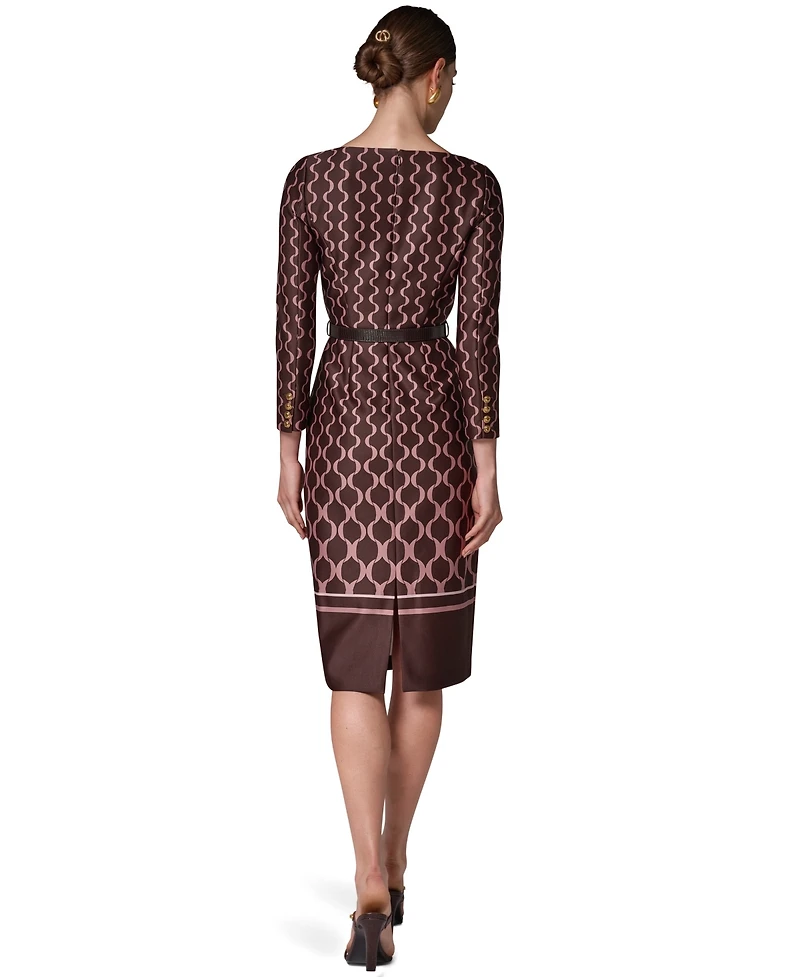 Donna Karan New York Women's Boat Neck Long-Sleeve Midi Dress