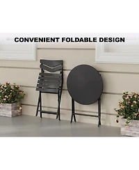 GarveeLife 3-Piece Folding Patio Bistro Set, Round Metal Table & 2 Chairs, Powder-Coated Steel, Balcony, Porch Garden