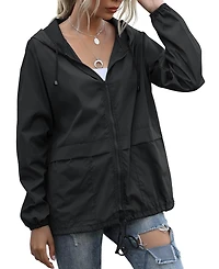 Piscifun Women's Lightweight Waterproof Packable Rain Jacket Windproof Hooded With Pockets For Travel Outdoor