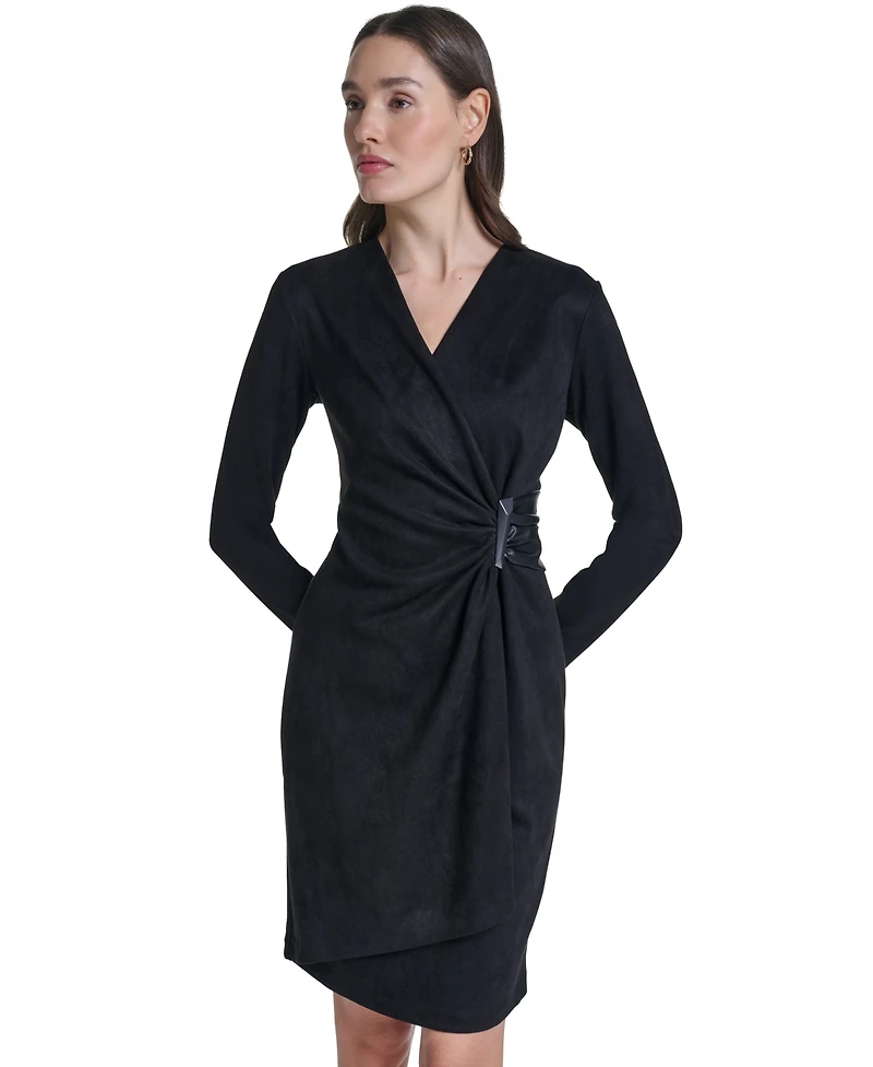 Calvin Klein Women's Long-Sleeve Wrap Sheath Dress