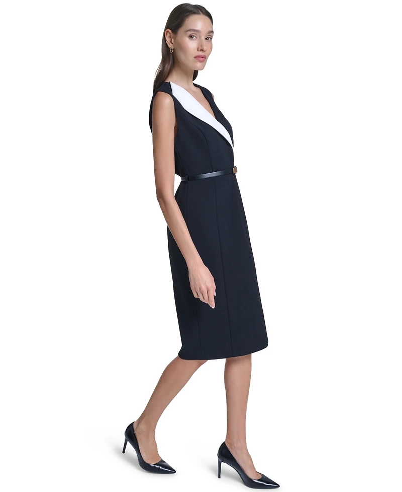 Calvin Klein Women's V-Neck Sleeveless Sheath Dress