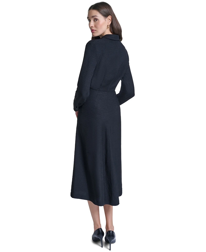 Calvin Klein Women's Collared V-Neck Front-Twist Midi Dress