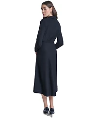 Calvin Klein Women's Collared V-Neck Front-Twist Midi Dress