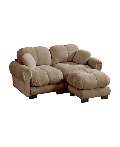 Clihome Chenille Cloud L-Shaped Loveseat Sofa,Stylish petal design Sofa Couch with Movable Ottoman