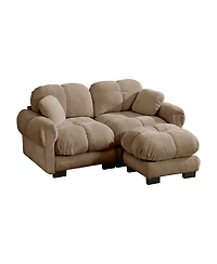 Clihome Chenille Cloud L-Shaped Loveseat Sofa,Stylish petal design Sofa Couch with Movable Ottoman
