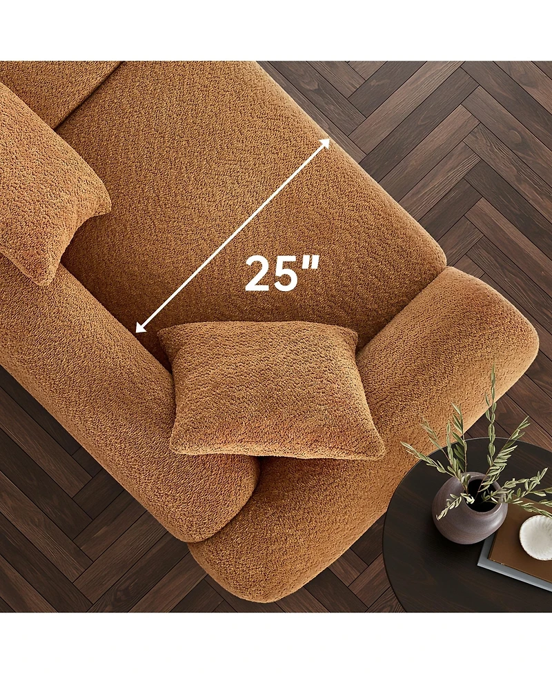 Morden Fort Cloud Couch Round Arm Plush Boucle Rectangle Sofa for Living Room Apartment Modern