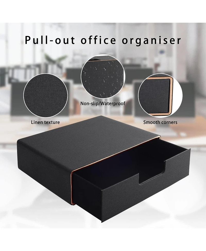 Danrong Faux Leather Stackable Drawer Organizer Desk File Storage For Home Office Supplies