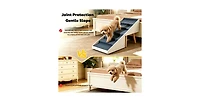 Zeny 2-in-1 Foldable 6-Step Dog Ramp, 23.05" Height Anti-Slip Pet Stairs for High Beds and Sofas, Suitable Small Medium Large Dogs