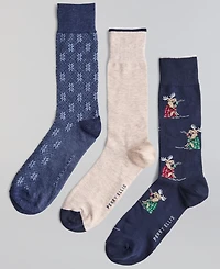 Perry Ellis Portfolio Men's Moose Flat-Knit Crew Socks, 3-Pack
