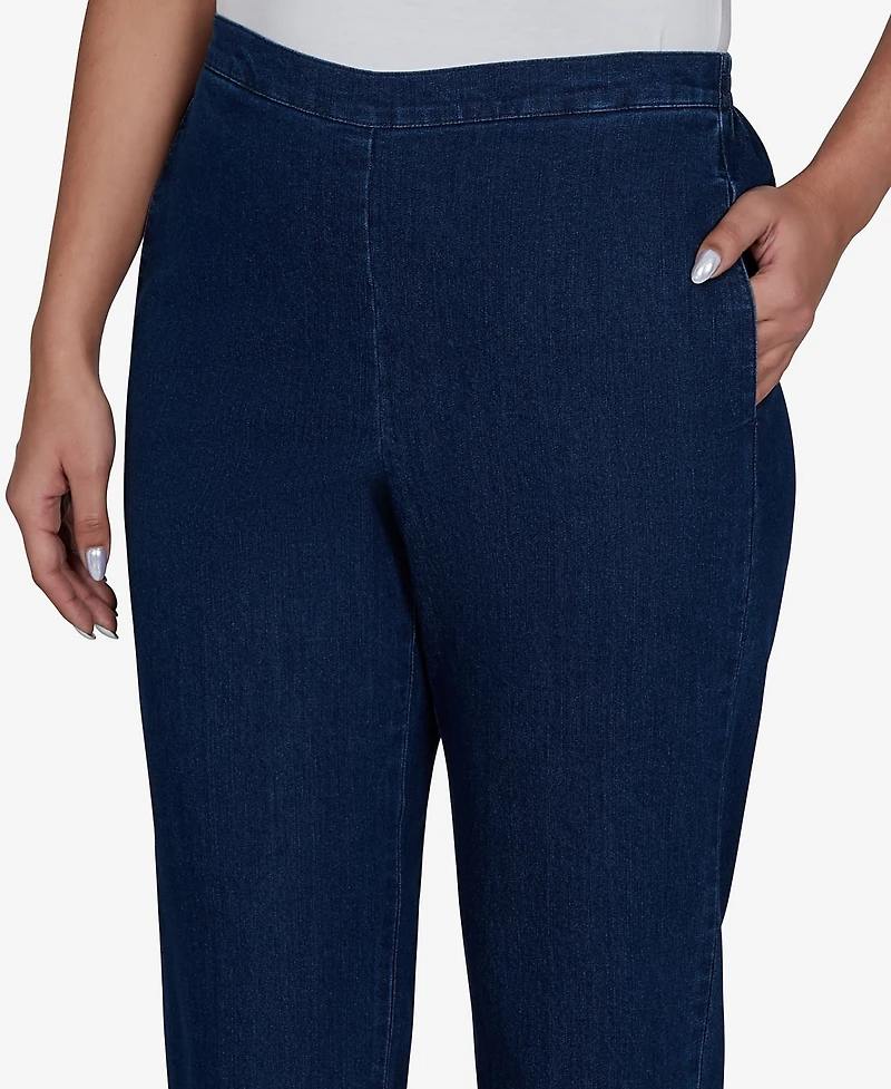 Alfred Dunner Petite Pull-On Mid-Rise Denim Pants
