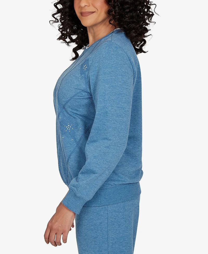 Alfred Dunner Petite Embroidered Long-Sleeve Pullover
