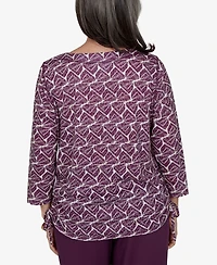 Alfred Dunner Petite Geometric-Print 3/4-Sleeve Blouse