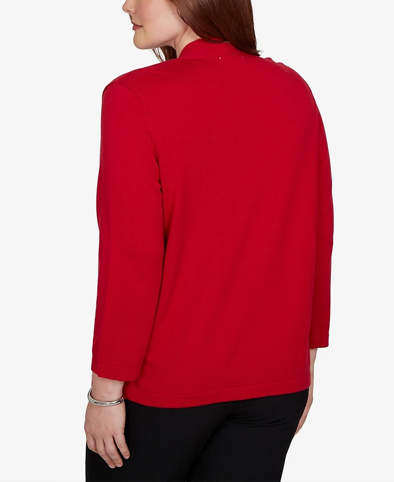 Alfred Dunner Petite Shawl-Collar 3/4-Sleeve Cardigan