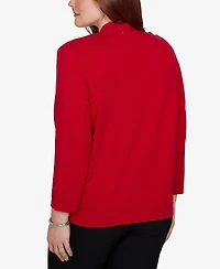Alfred Dunner Petite Shawl-Collar 3/4-Sleeve Cardigan