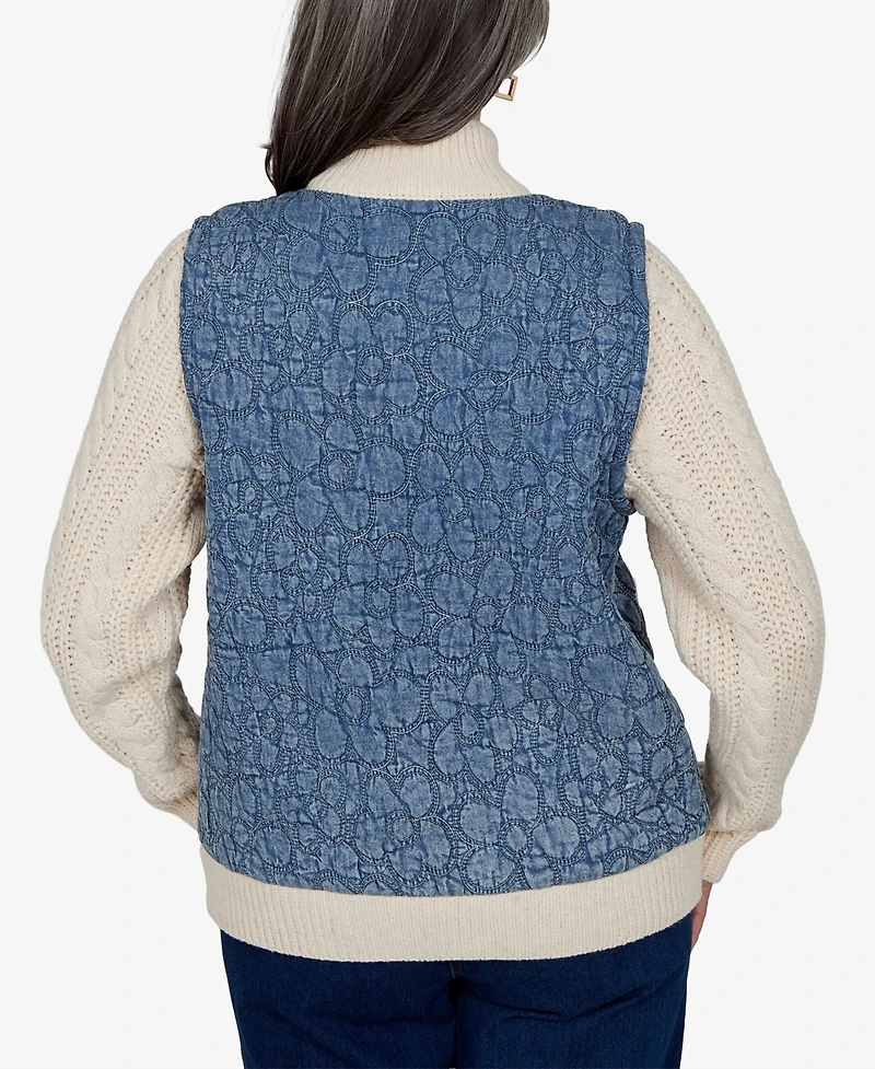 Alfred Dunner Petite Quilted Cable-Knit Short Jacket