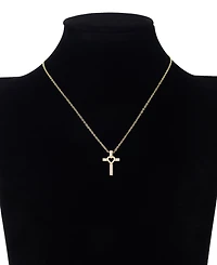 Unwritten Cubic Zirconia Gold-Plated Heart Cross Pendant Necklace