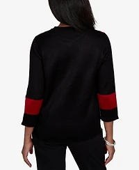 Alfred Dunner Women's Sweatr 3/4-Sleeve Crewneck Sweater