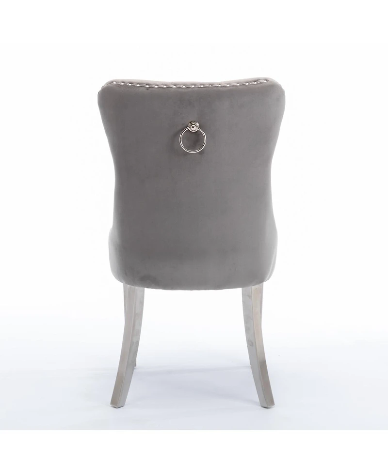 Streamdale Furniture Velvet Tufted Contemporary Dining Chair with Chrome Legs