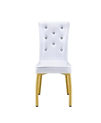 Streamdale Furniture Set of 2 Retro Alligator-Textured Dining Chairs with Crystal Buckle