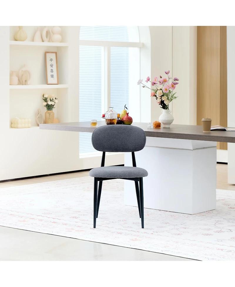 Streamdale Furniture Upholstered Fabric Dining Chairs with Black Metal Legs, Set of 2