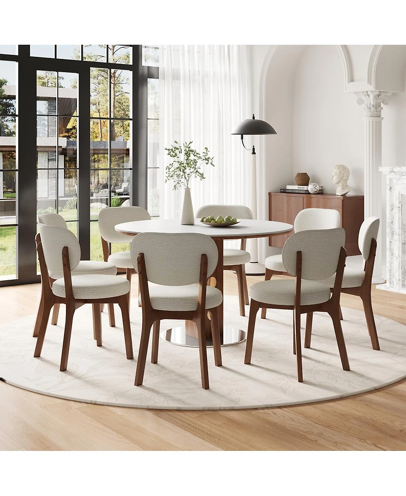 Streamdale Furniture Solid Wood Chenille Dining Chairs, Set of 2