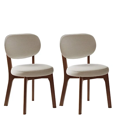 Streamdale Furniture Solid Wood Chenille Dining Chairs, Set of 2