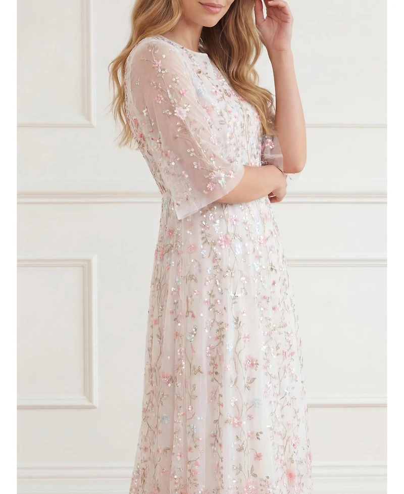 Needle & Thread Women's Rococo Ribbon Floral-Embroidered Sheer Gown