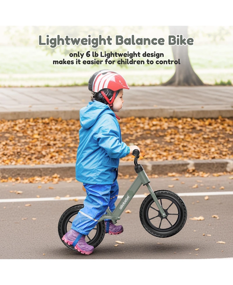 Allobebe Toddler Balance Bike with Adjustable Seat, Flashing Wheel, Indoor/Outdoor, Ages 2-5
