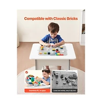 Slickblue 4-in-1 Toddler Activity Table and Chair Set with Building Block Top and Storage Space for Boys and Girls