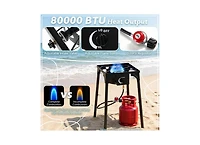Mountaintop 1 Burner Propane Stove 80000 Btu Adjustable Regulator And Hose Camping Bbq Outdoor Cooking Equipment