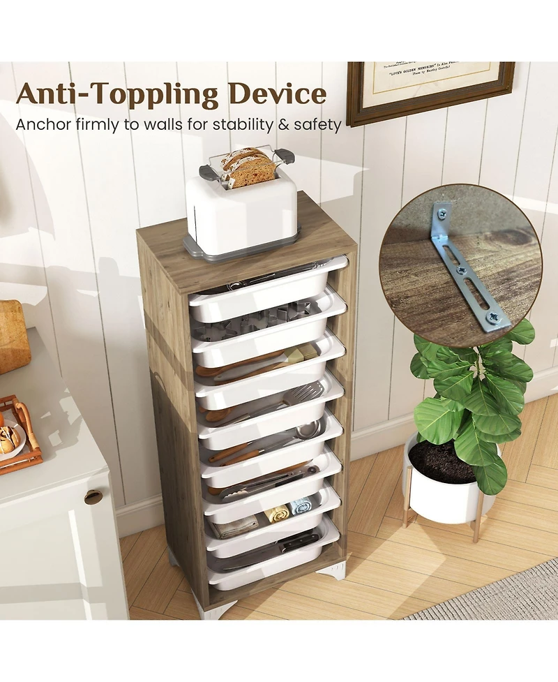 Gymax 9-Tier Fruit and Vegetable Storage Rack w/8 Removable Pull-Out Baskets for Kitchen