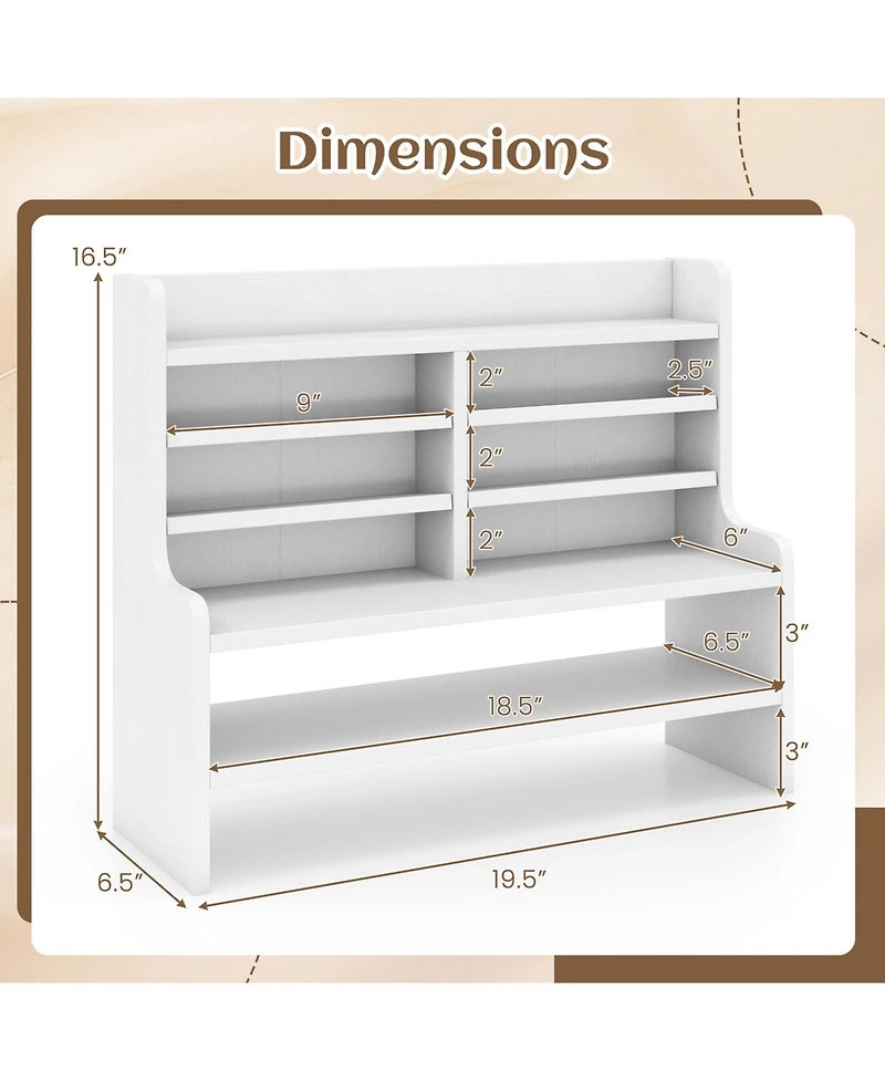 Gymax Desk Bookshelf Desktop Display Rack w/Open Cubes Removable Shelves for Home