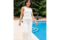 Caldwell Collection Women's Tanja Scoop Neck Fringe Peplum Sleeveless Knit Top