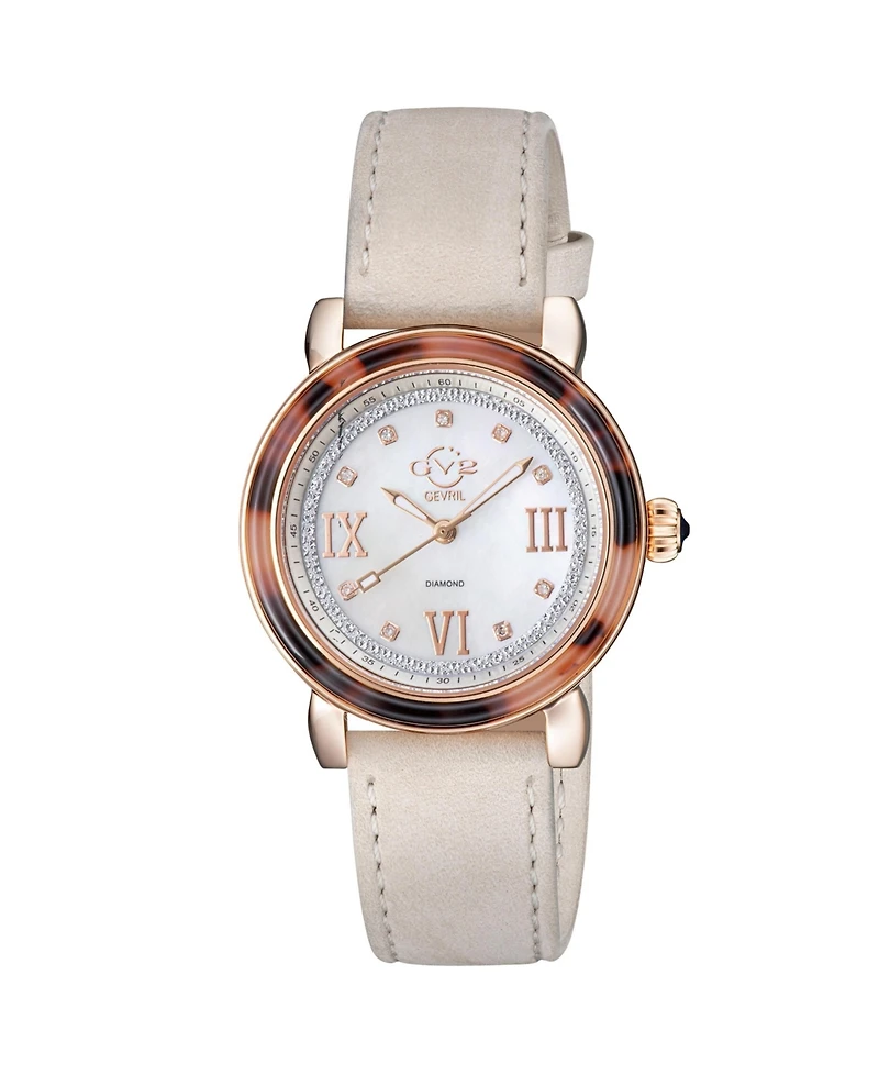 GV2 by Gevril Women's Genoa Swiss Quartz Ip Gold Stainless Steel Bracelet Diamond Watch