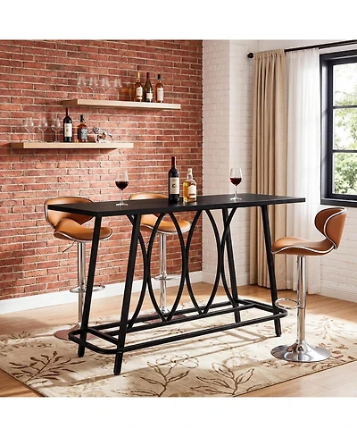 Tribesigns 63-Inch Industrial Bar Table with Sturdy Metal Frame