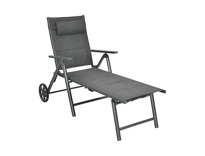 Lucky One Patio Reclining Chaise Lounge with Adjustable Backrest and Pillow