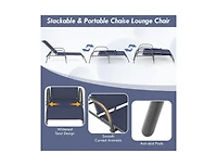 Lucky One 2 Pack Adjustable Patio Chaise Lounge Chairs with Armrests Fabric Outdoor Recliners