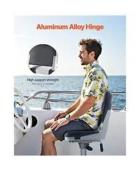 Sugift Low Back Folding Boat Seat with Waterproof Faux Leather Cover and Aluminum Hinges