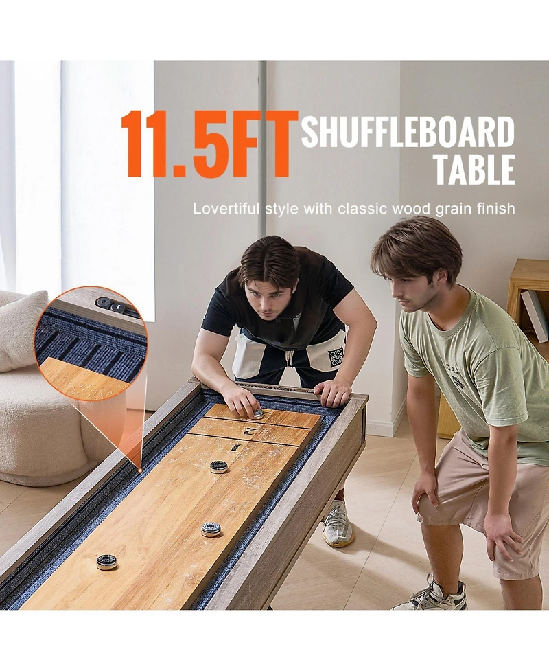 Sugift 11.5 Ft 2 in 1 Shuffleboard and Bowling Combo Game Table with Scratch-Resistant Playfield