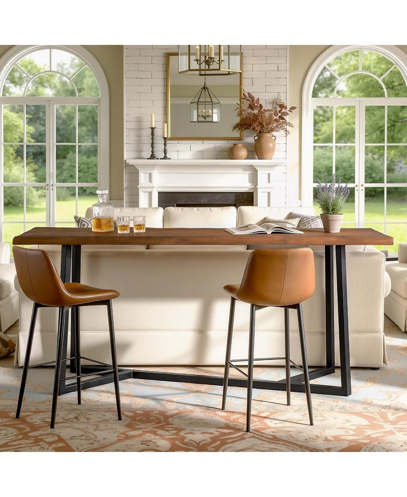 Tribesigns Solid Wood Counter Height Pub Table, Industrial Bar Table with Sturdy Metal Frame, Seats up to 6