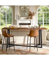 Tribesigns Solid Wood Counter Height Pub Table, Industrial Bar Table with Sturdy Metal Frame, Seats up to 6