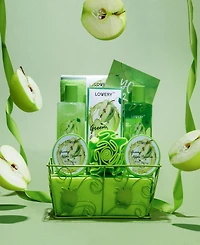 Lovery Appreciation Gift Basket, 9pc Green Apple Paradise Body Care Gift Set