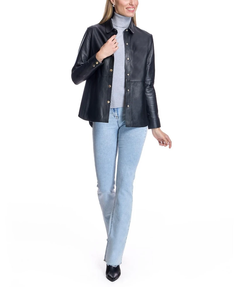 Julia & Stella By Maximilian Women's Michelle Snap-Front Slim-Fit Leather Jacket