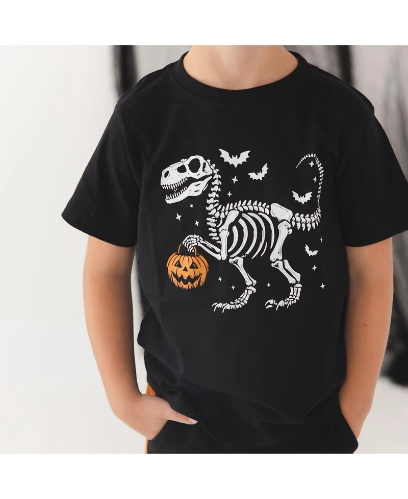 Sweet Wink Little Boys Dinosaur Skeleton Halloween Short Sleeve T-Shirt