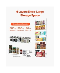 Sugift 6-Tier Over the Door Pantry Organizer Steel Hanging Spice Rack with Adjustable Shelves