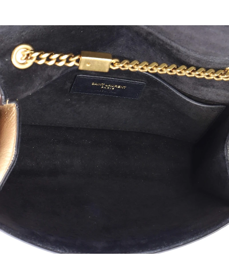 Pre-Owned Saint Laurent Small Classic Monogram Crossbody Bag Metallic Leather