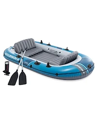 Intex 66325EP Excursion 5 Inflatable Boat Set with 54" Oars, Pump, and Rod Holders