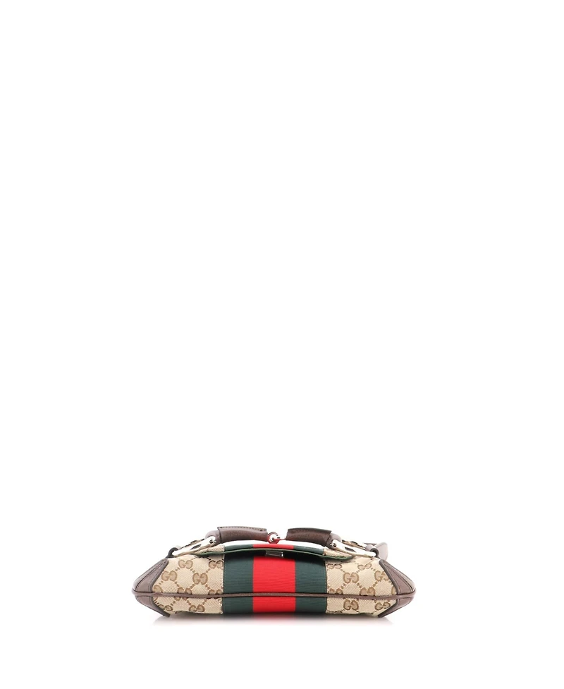 Pre-Owned Gucci Small Horsebit Nm Web Chain Clutch Gg Canvas