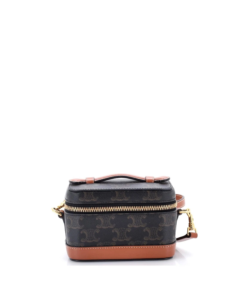 Pre-Owned Celine Mini Top Handle Convertible Vanity Case Triomphe Coated Canvas