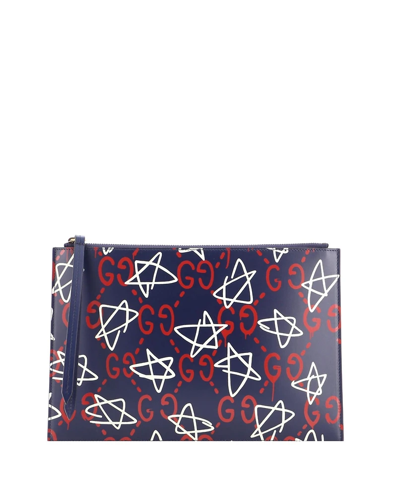 Pre-Owned Gucci Medium Zipped Pouch GucciGhost Leather